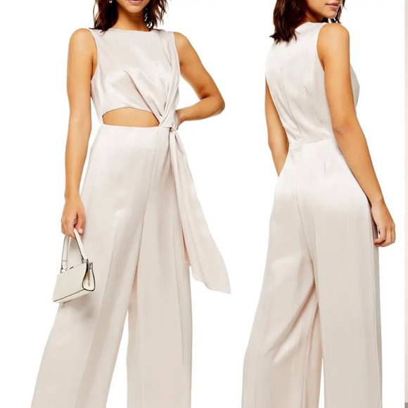SOLD - Topshop Satin sleeveless jumpsuit with cutout - Picture 3 of 3